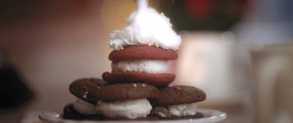 whoopie pies with whipped cream on top